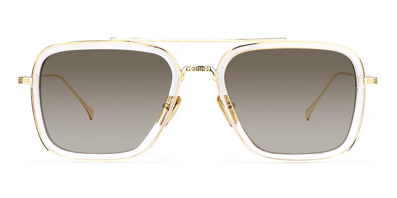 Alvira - Clear Aviator Sunglasses Gold Frame