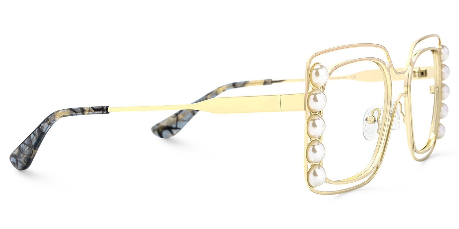 Lainey - Square Gold Eyeglasses | Vooglam 4