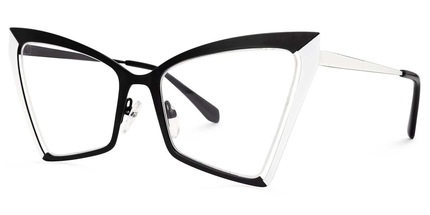 Ekram - Butterfly Black/White Eyeglasses | Vooglam Front View