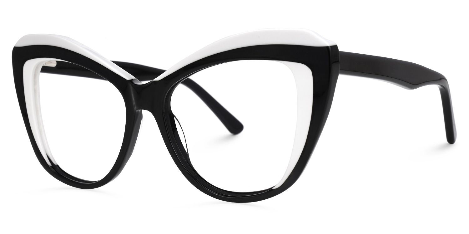 Ehren - Cat Eye White/Black Eyeglasses | Vooglam Front View