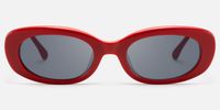 SHHHH~ - Oval Red Sunglasses | Vooglam Angle View