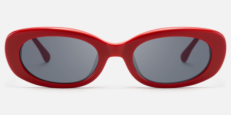 SHHHH~ - Oval Red Sunglasses