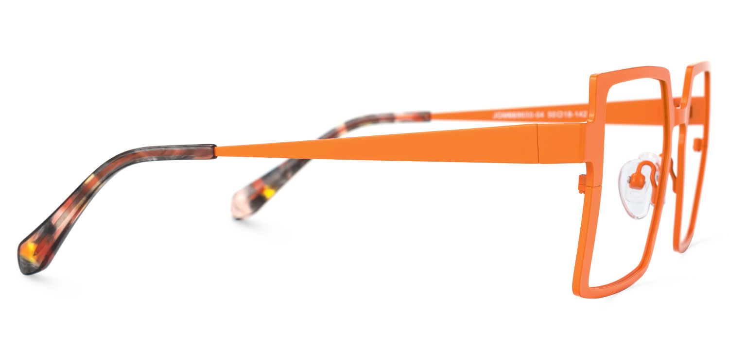 Elowen - Rectangle Orange Eyeglasses by Vooglam - Product View 4