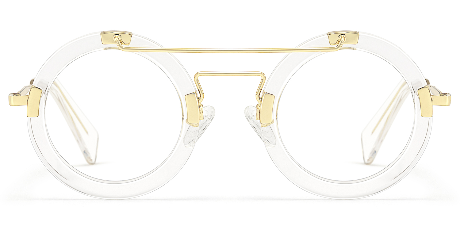 

Perkins - Clear Round Retro Aviator Frame Glasses