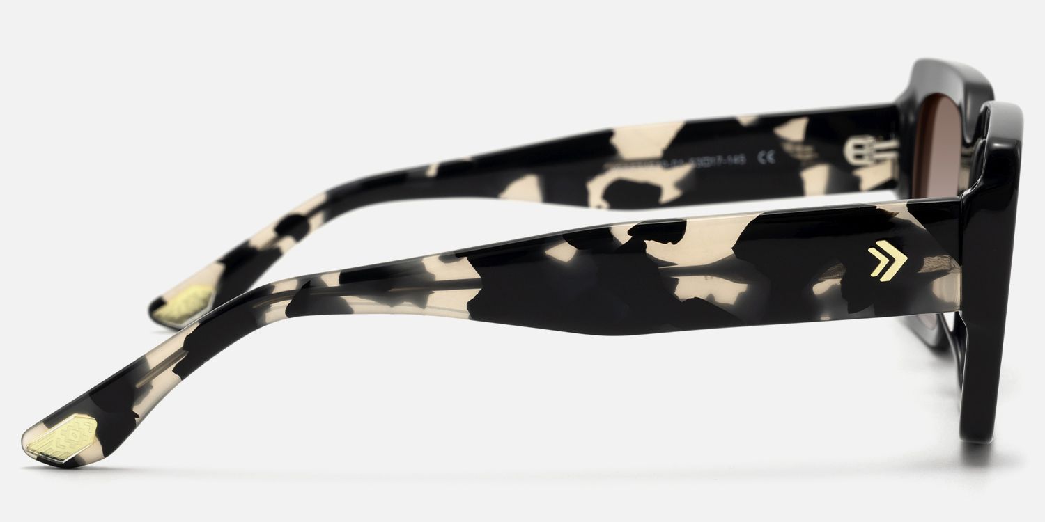 Kente - Rectangle Black Sunglasses | Vooglam Side View