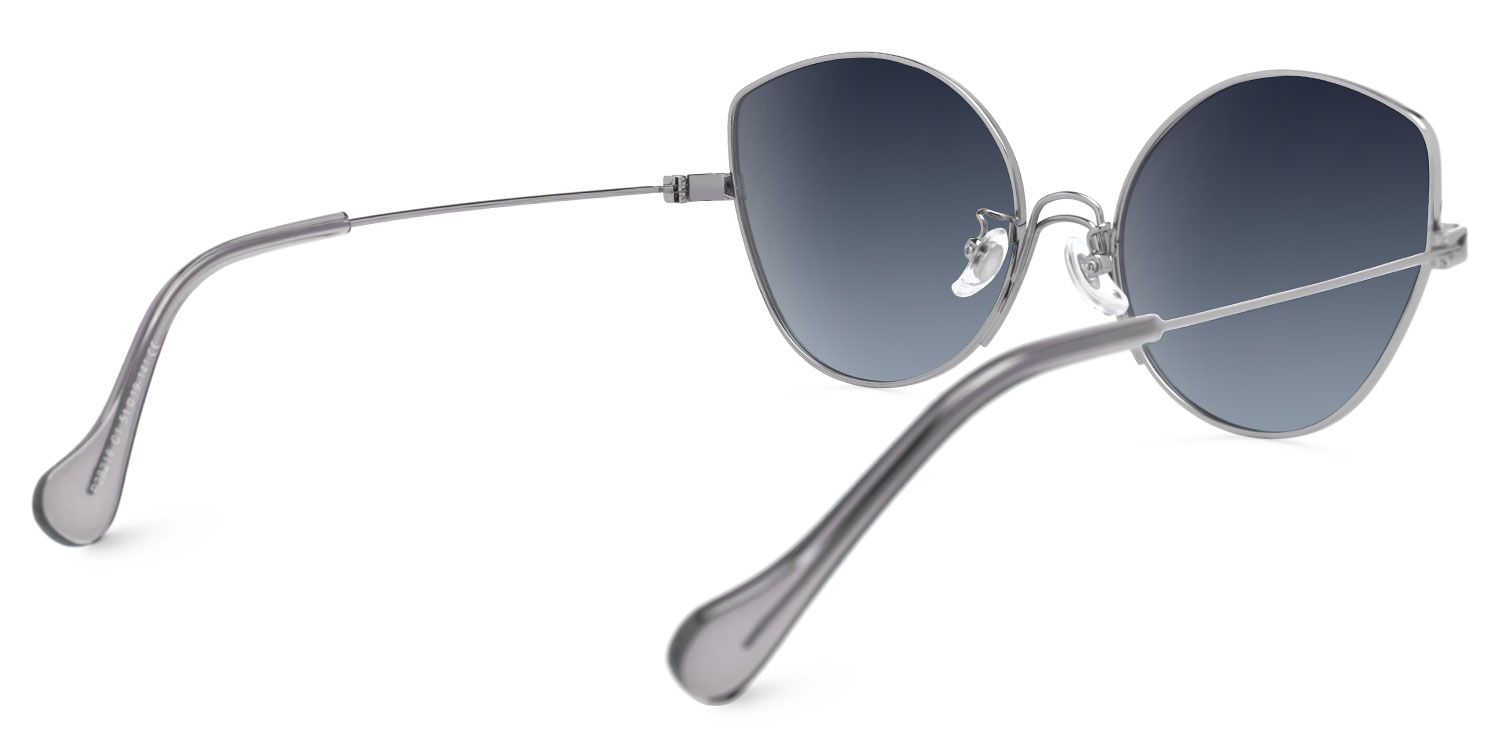 Elizette - Cat Eye Grey Sunglasses by Vooglam - Side View