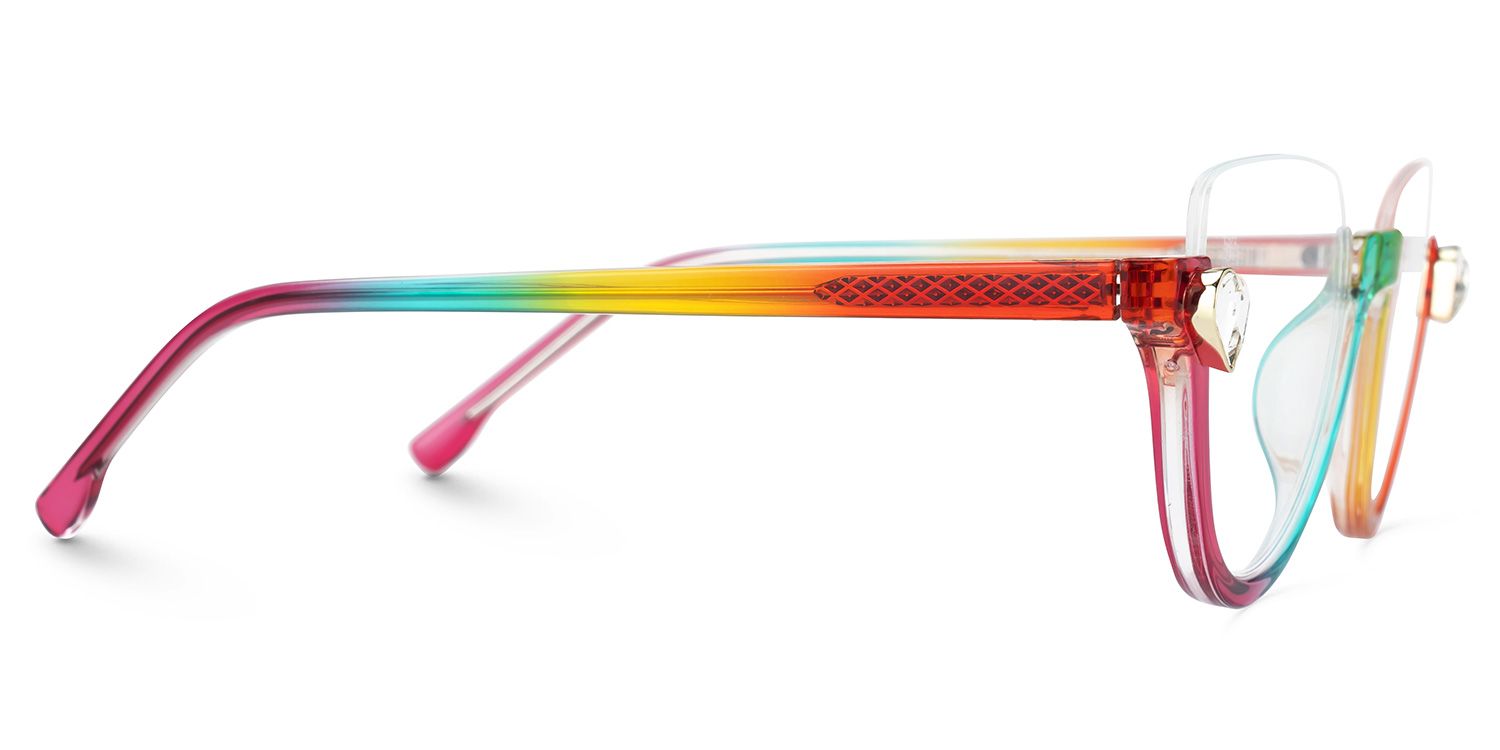 Sylvia Funky Rainbow Cat Eye Half Rim Glasses | Vooglam 4