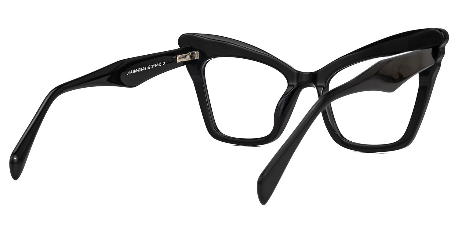 Kalinda - Cat Eye Black Eyeglasses | Vooglam Side View