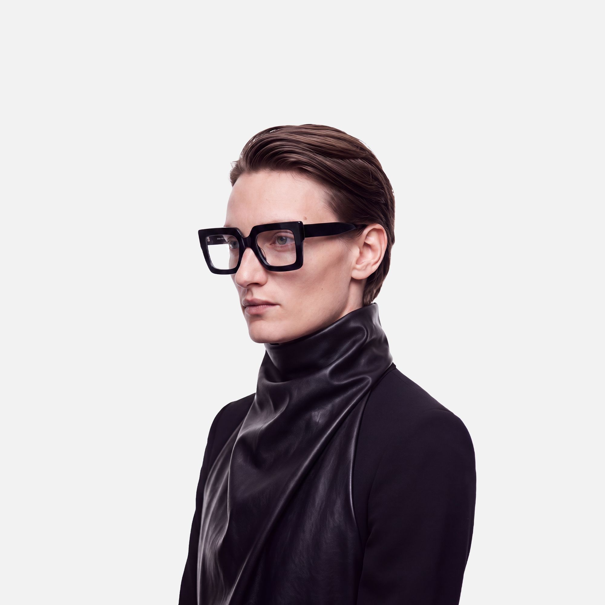 Charisse - Oversized Chunky Black Square Glasses | Vooglam On Model 4