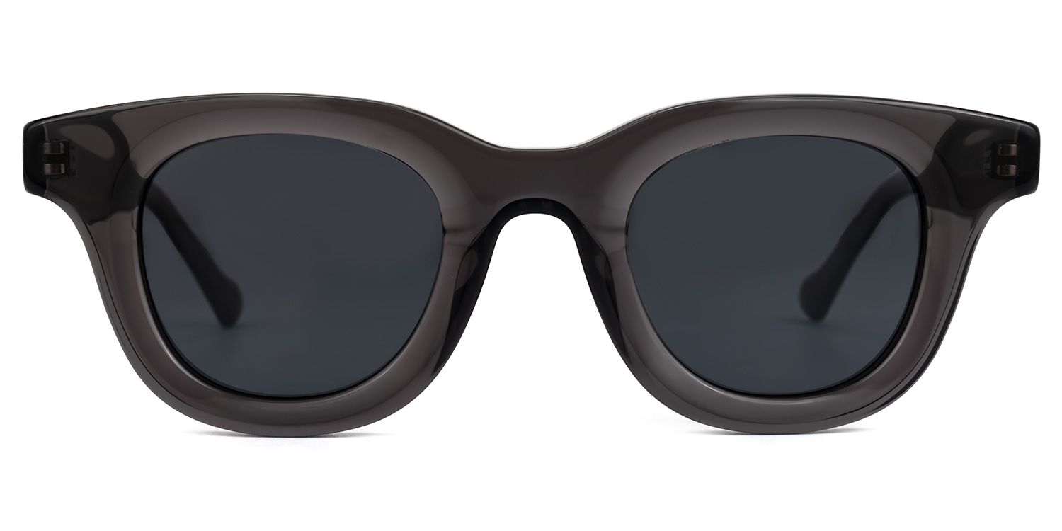 Dehateh - Round Grey Sunglasses | Vooglam Angle View