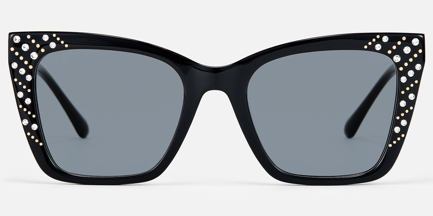 Glitz - Cat Eye Black Sunglasses | Vooglam Angle View