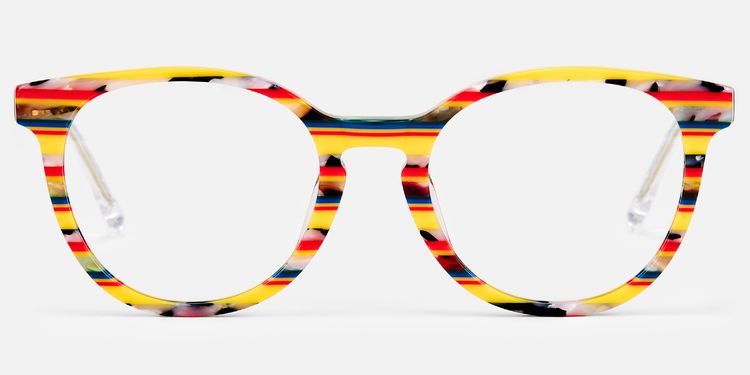 Boban - Round Yellow Eyeglasses by Vooglam