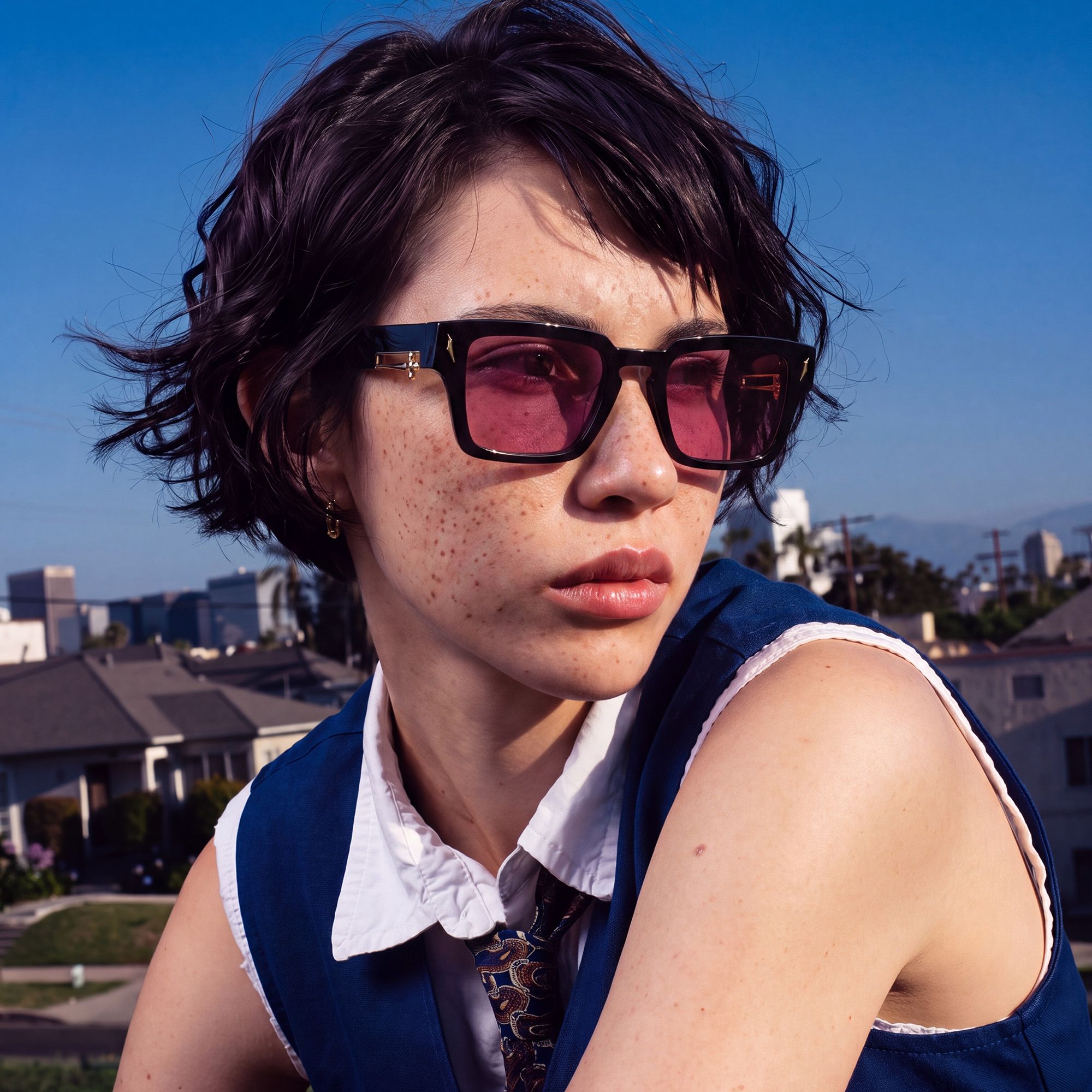 Explore the design story of Stiletto - Pink Tinted Black Sword Sunglasses | Vooglam 2