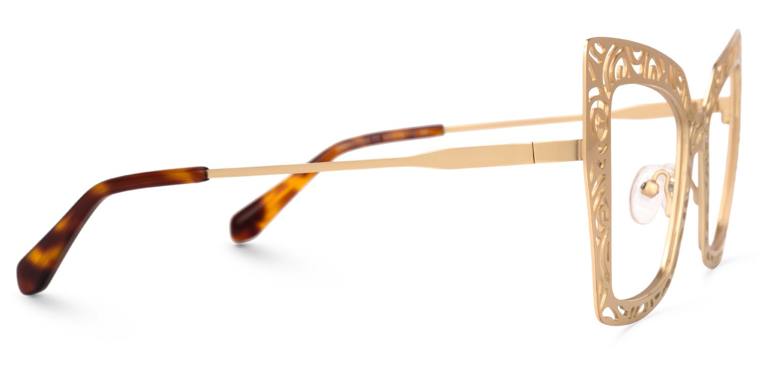 Darielle - Square Gold Eyeglasses by Vooglam - Product View 4