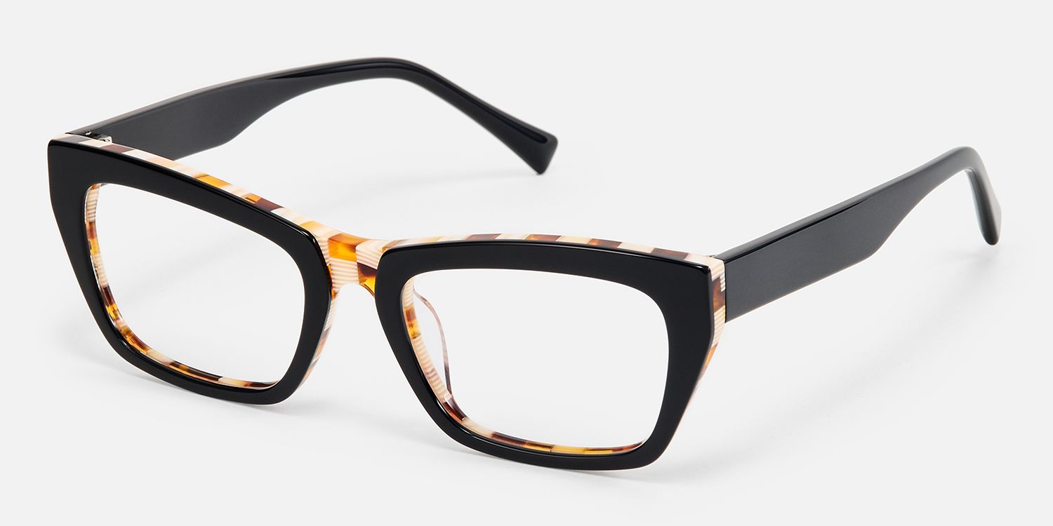 Lola - Rectangle Black Eyeglasses | Vooglam Front View