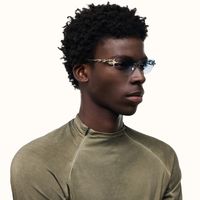 The Decoder - Geometric Silver Sunglasses | Vooglam On Model 4