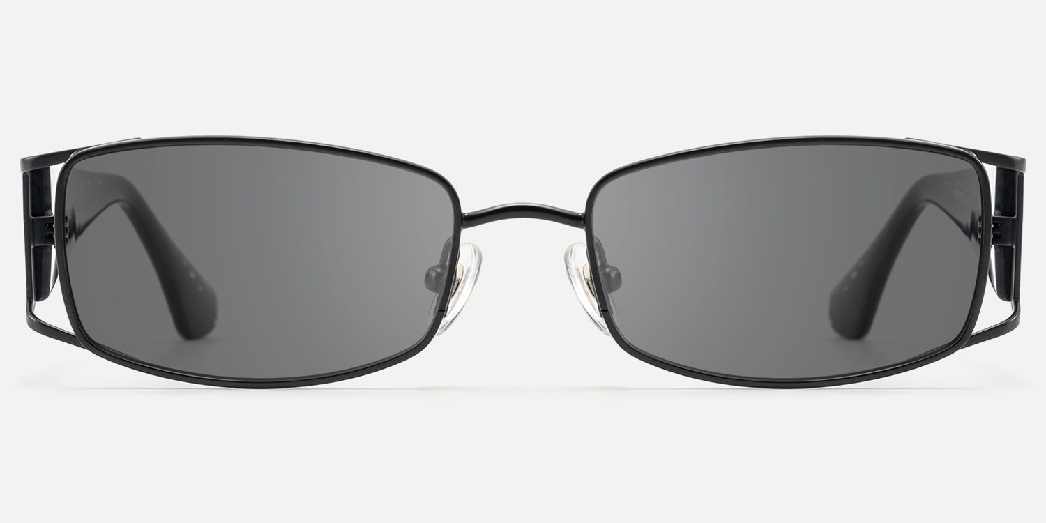 Wren - Effortlessly Cool Rectangle Black Sunglasses | Vooglam Angle View