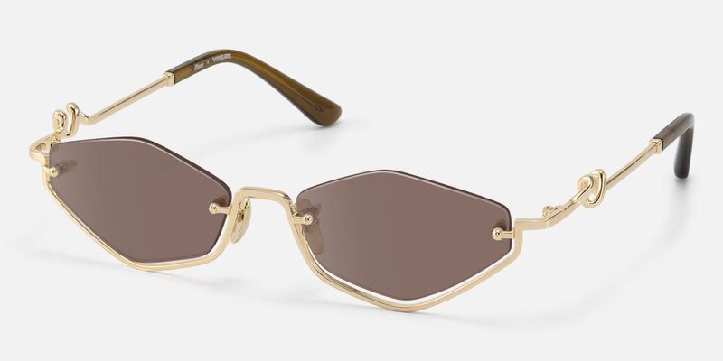 Niseko - Rose Gold Octagon Brown Tinted Sunglasses | Vooglam