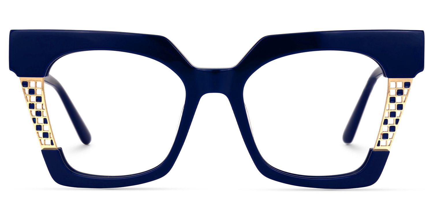 Admir - Square Blue Eyeglasses | Vooglam Angle View