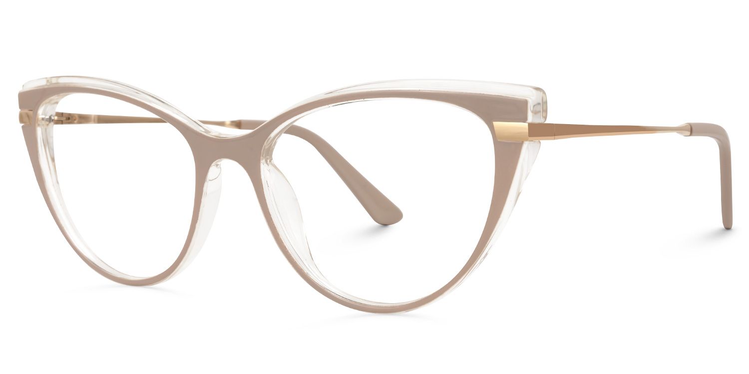 Farolf - Cat Eye Champagne Eyeglasses by Vooglam - Front View
