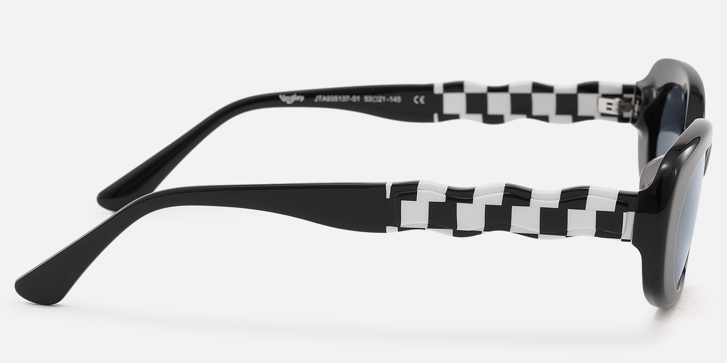 SHHHH~ - Oval Black Sunglasses | Vooglam Side View