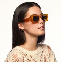 Kadmiel - Rectangle Orange Prescription Sunglasses | Vooglam On Model 2