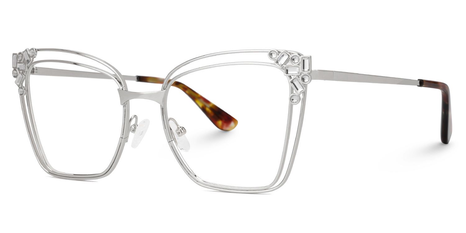 Fathiyya - Butterfly Silver Eyeglasses | Vooglam Front View