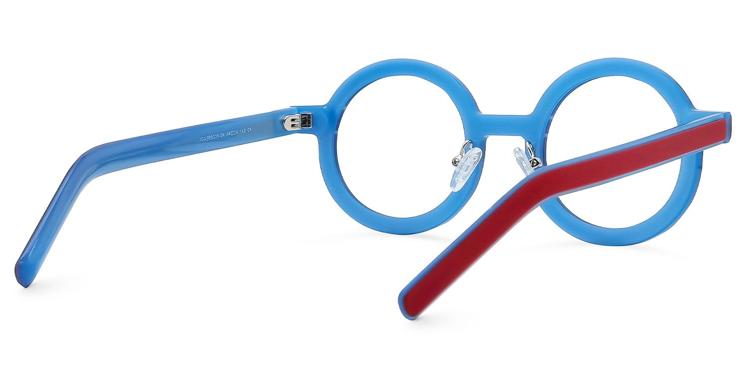 Rooney - Round Red/Blue Eyeglasses | Vooglam Side View