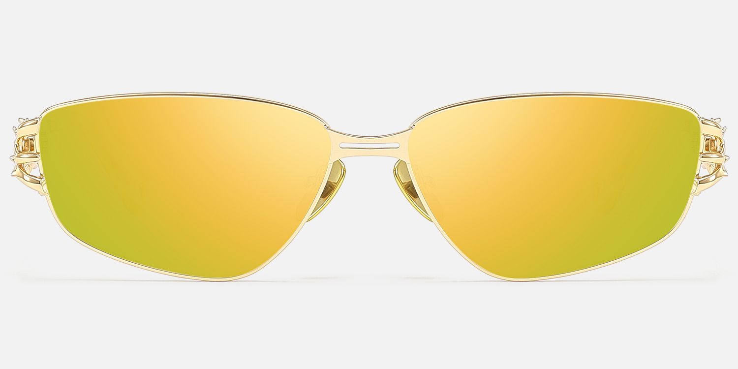 Spine - Gold Yellow Tinted Sunglasses | Vooglam Angle View