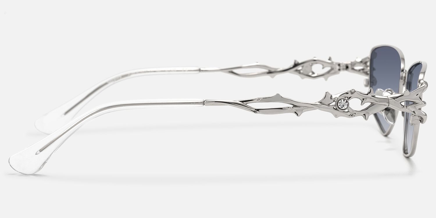 Spine - Silver Thorn Geometric Sunglasses | Vooglam Side View