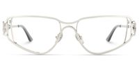 Sakina - Geometric Silver Eyeglasses | Vooglam Angle View