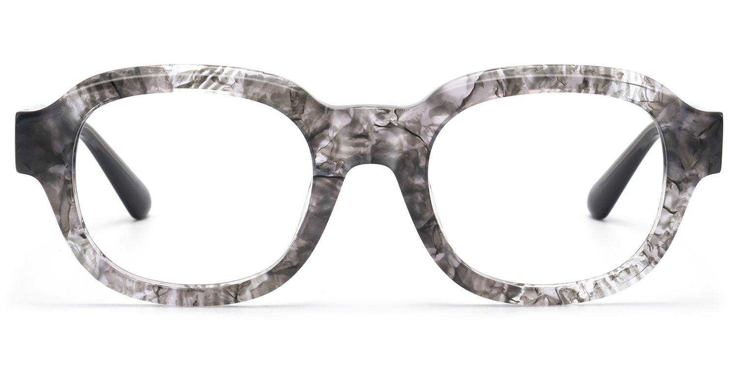 Frame Size of Eerie - Thick Gray Marbled Round Tortoise Frame | Vooglam