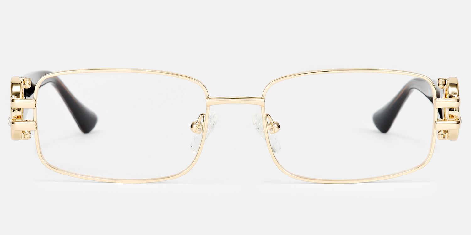 Aurae - Rectangle Gold Eyeglasses | Vooglam Angle View