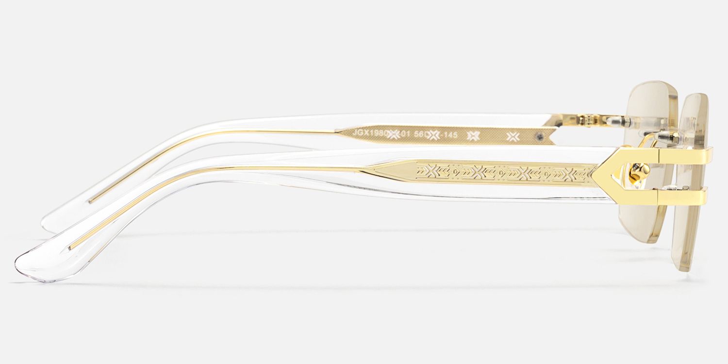Aurum - Black Rimless Rectangle Glasses | Vooglam Side View