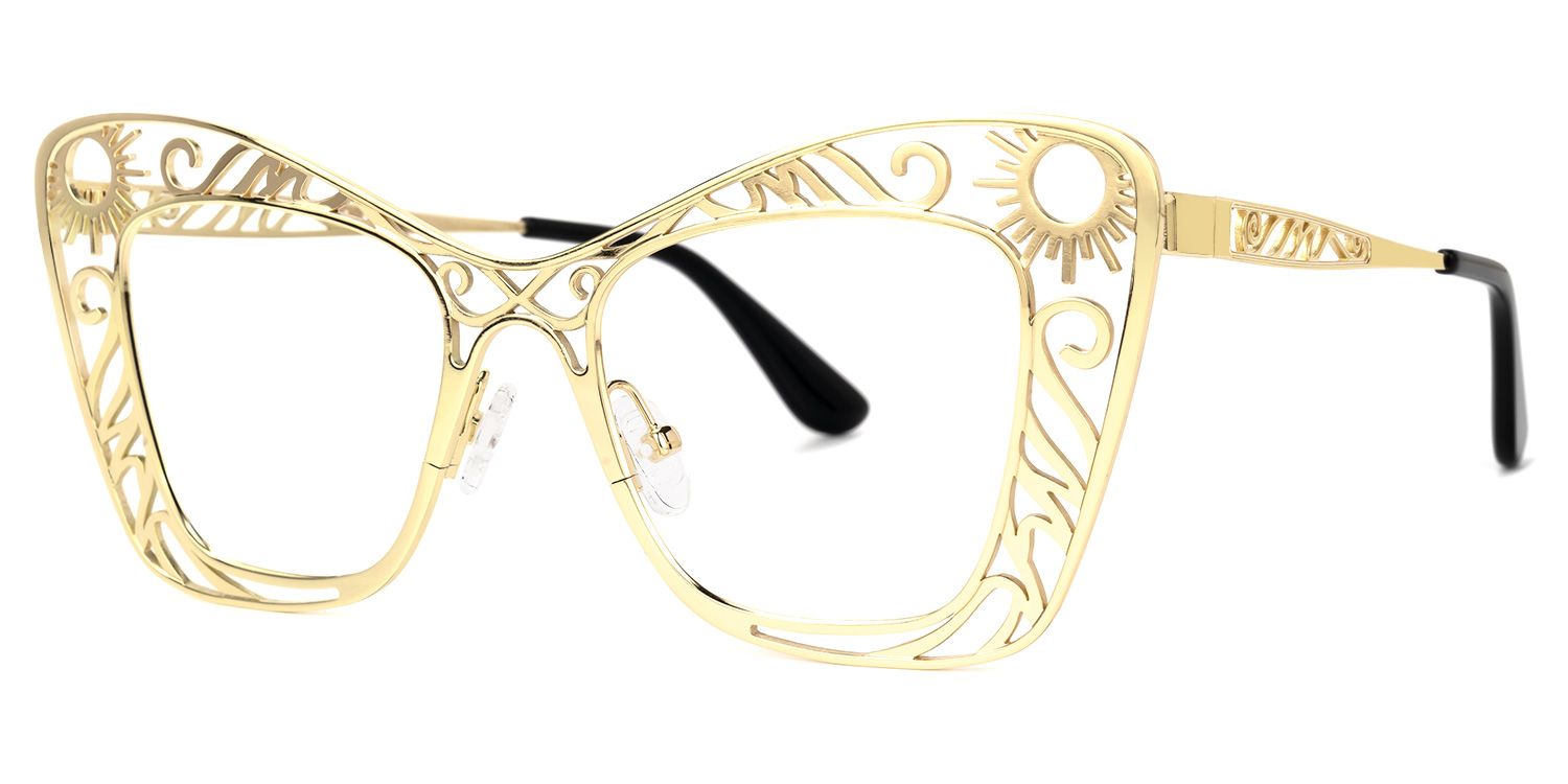 Adita - Cat Eye Gold Eyeglasses | Vooglam Front View