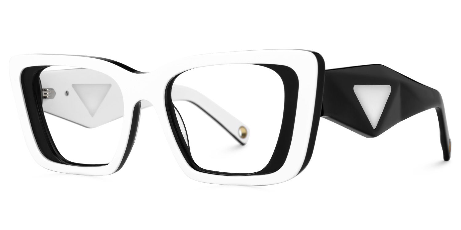 Emerens - Rectangle White Eyeglasses | Vooglam Front View
