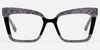 Galarza - Retro Black Glitter Rectangle Glasses | Vooglam Angle View