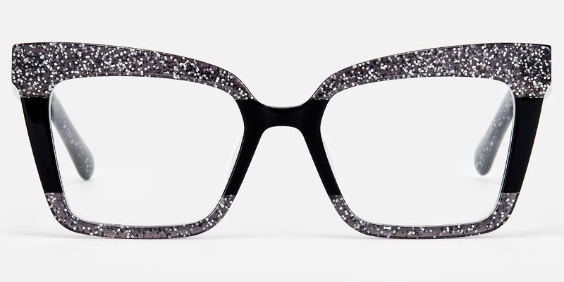 Galarza - Retro Eclectic Black Glitter Eyeglasses