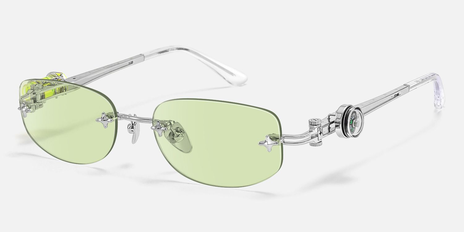 The Utilitarian - Oval Silver Sunglasses | Vooglam Front View