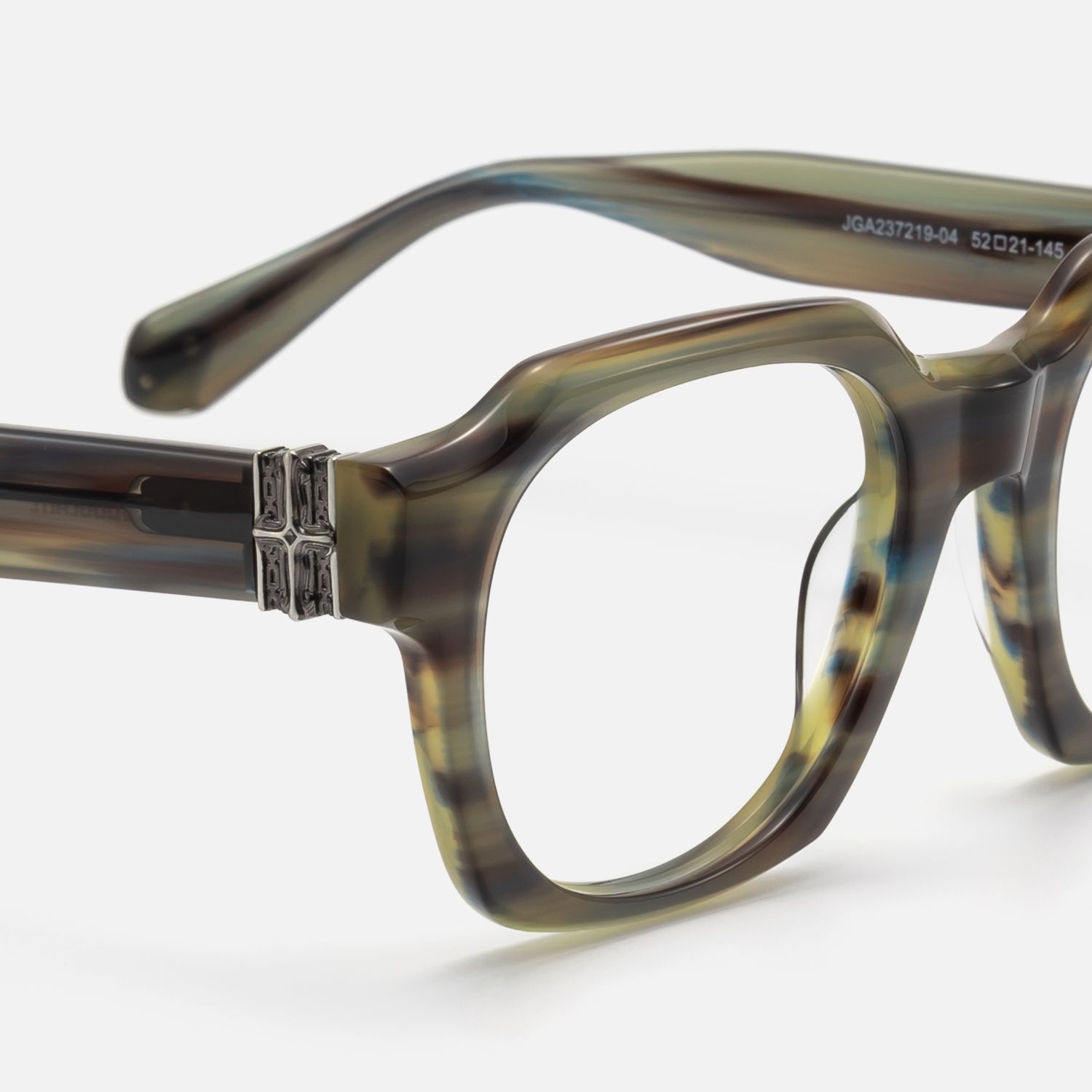 Vernon - Retro Olive Green Striped Eyeglasses | Vooglam Design Details