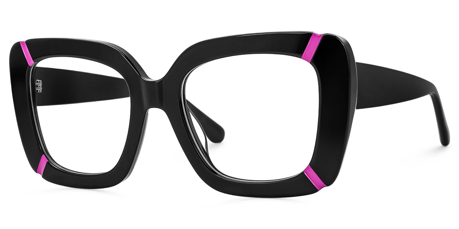 Romey - Square Black Eyeglasses | Vooglam Front View