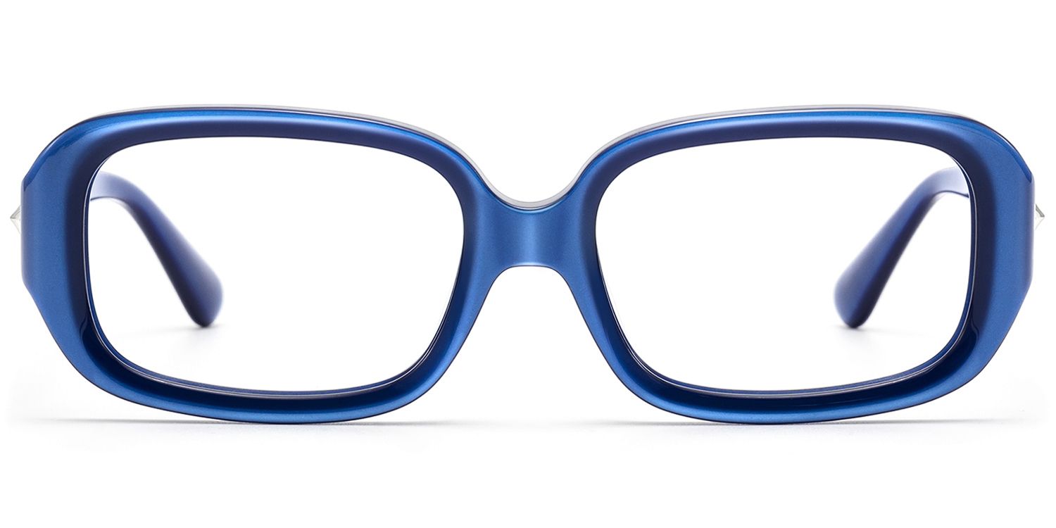 Prism - Dark Blue Pearlescent Rectangle Glasses by Vooglam Product Details 1