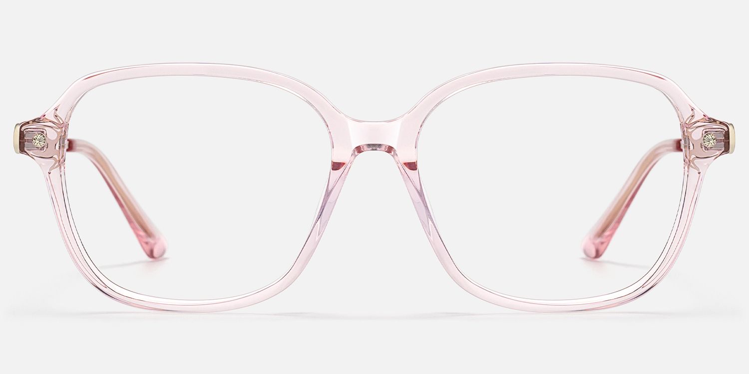 Odyssey - Square Pink Eyeglasses | Vooglam Angle View