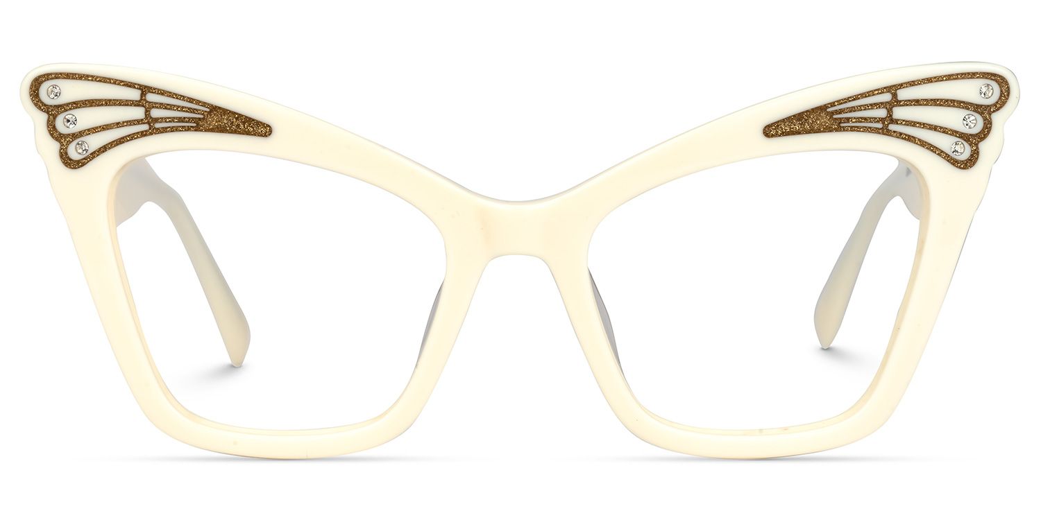 Kalinda - Cat Eye White Eyeglasses | Vooglam Angle View