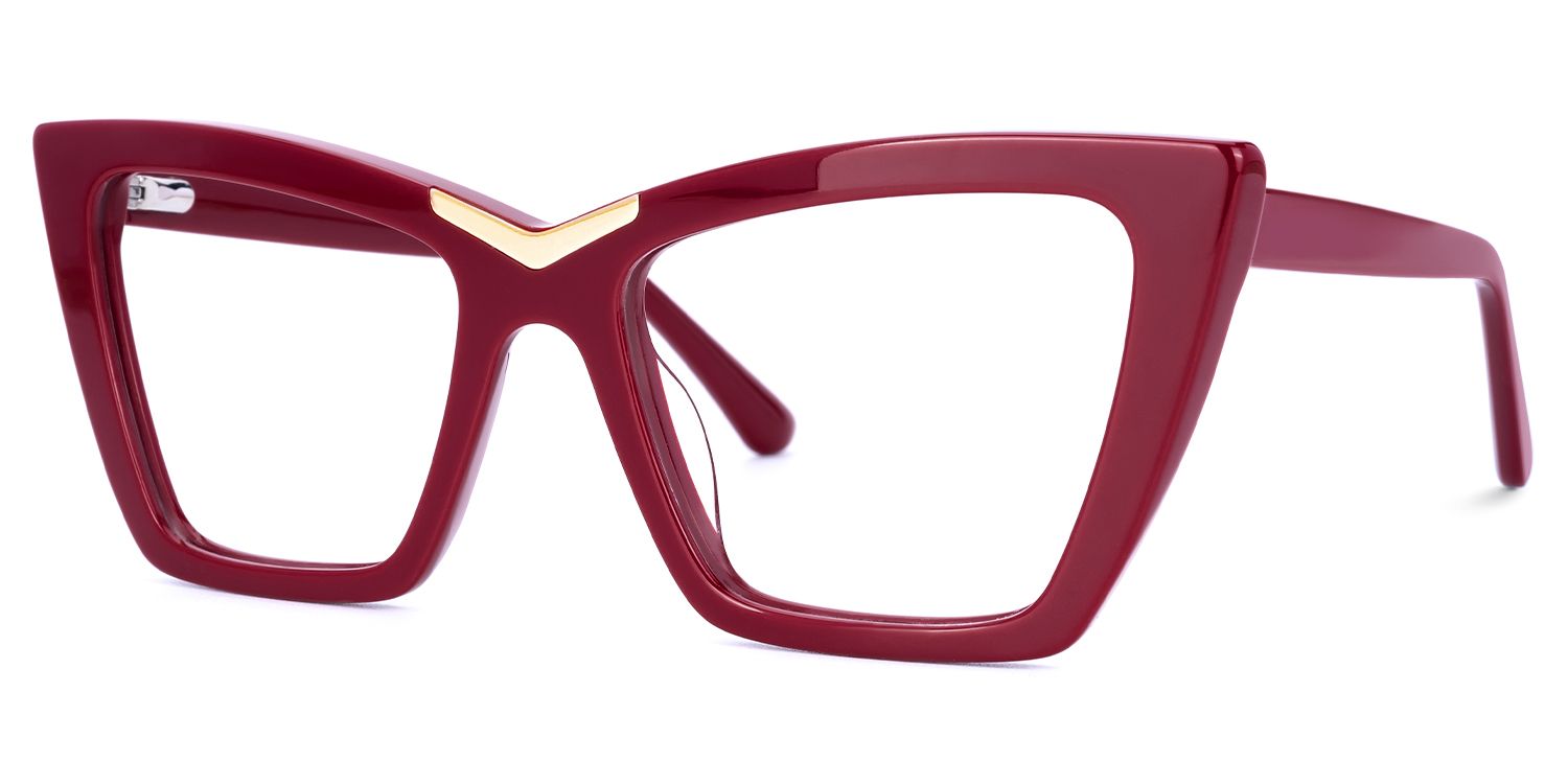 Lainer - Rectangle Red Eyeglasses | Vooglam Front View