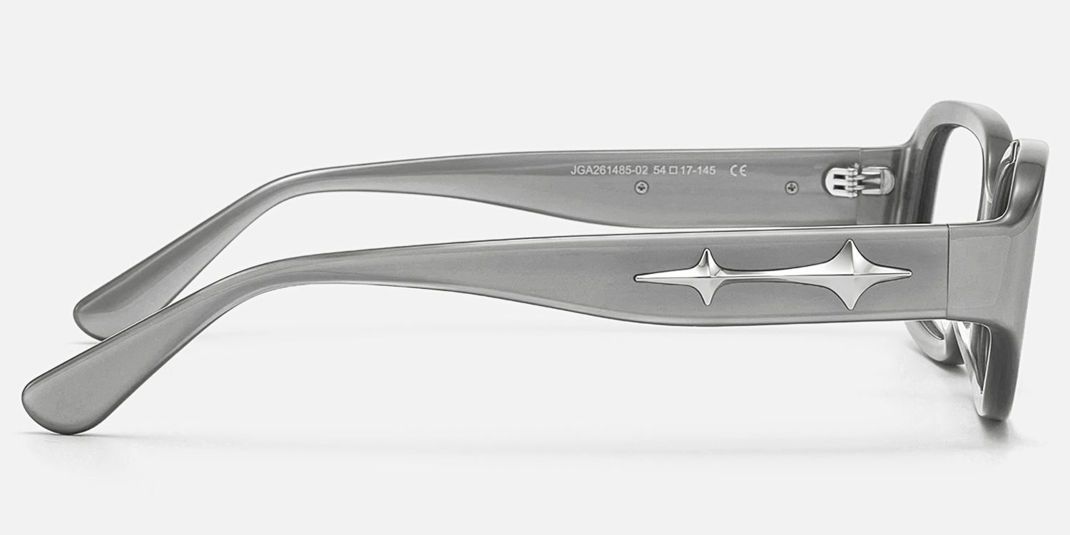 Prism - Pearlescent Silver Star Rectangle Glasses by Vooglam - Side View