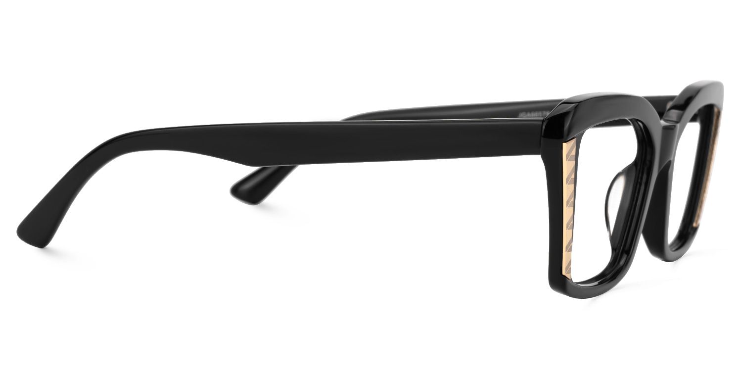 Fiachra - Rectangle Black Eyeglasses by Vooglam - Product View 4
