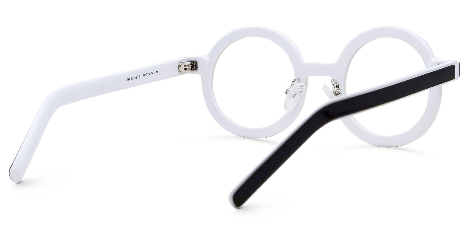 Rooney - Round Black/White Eyeglasses | Vooglam Side View