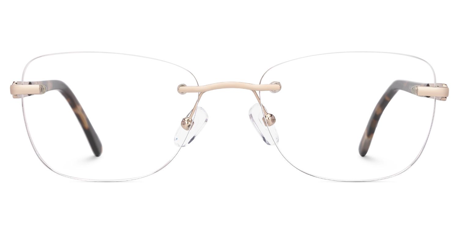 Famke - Rectangle Gold Eyeglasses product detail 2