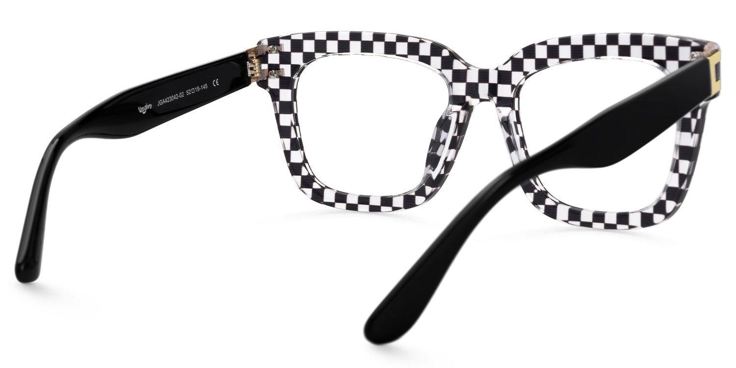 Anjelica - Distinctive Square Patterned Glasses by Vooglam - Side View